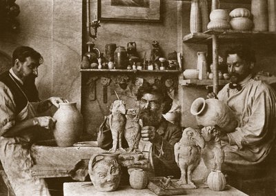 The Martin Brothers in the Studio at the Southall Pottery by English Photographer
